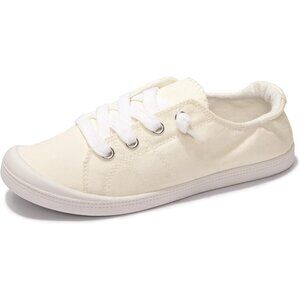 Women's Tan Classic Canvas Fashion Comfort Slip On Walking Sneakers Shoes